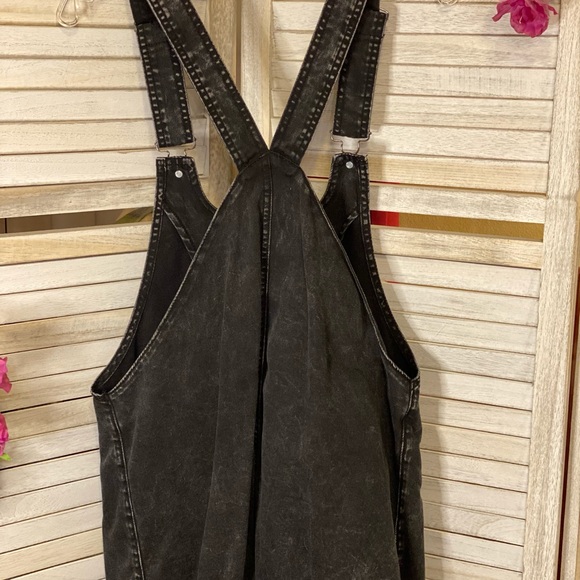 Black Denim Overall Mini-Skirt Dress - Picture 2 of 7